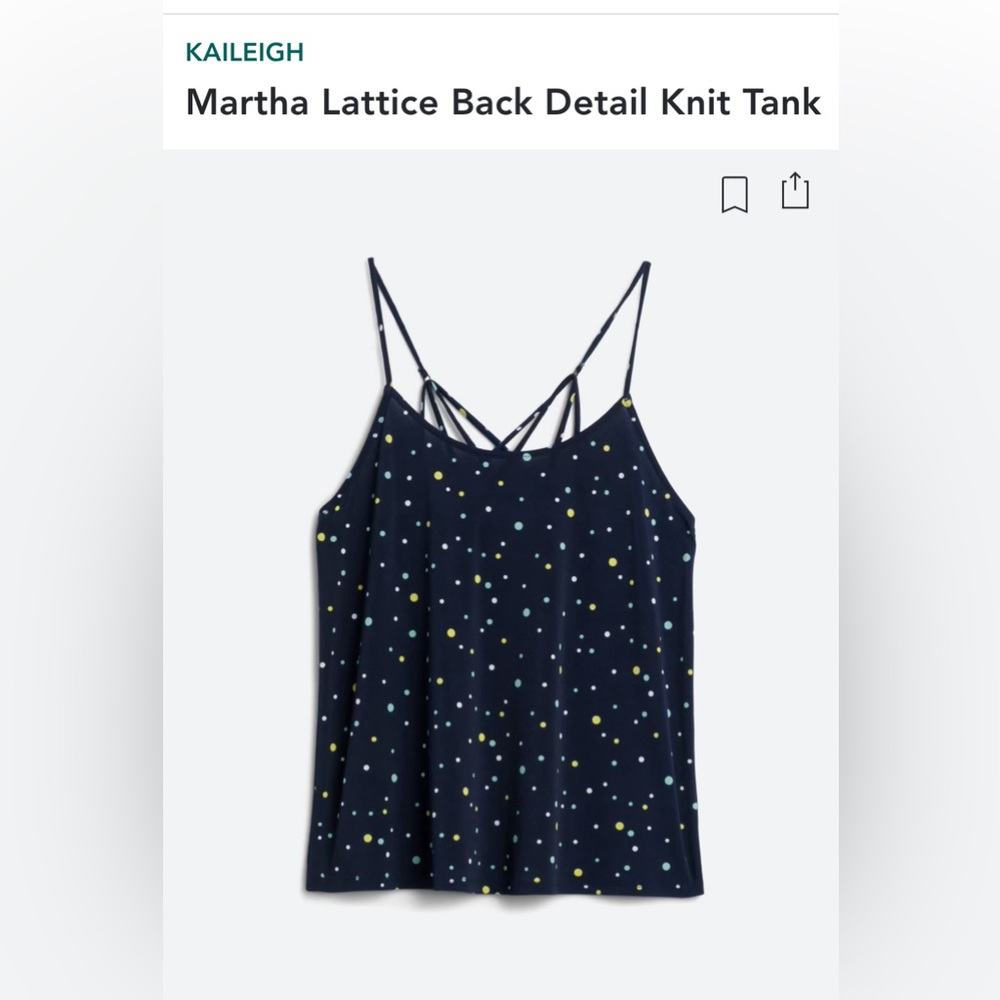 NWT ⭐️ Kaileigh Martha Lattice Back Detail Knit Tank Size M Navy